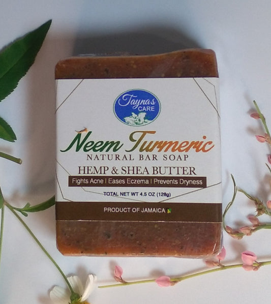 NEEM TURMERIC NATURAL BAR SOAP (with Hemp & Shea Butter) - Taynas Body Care